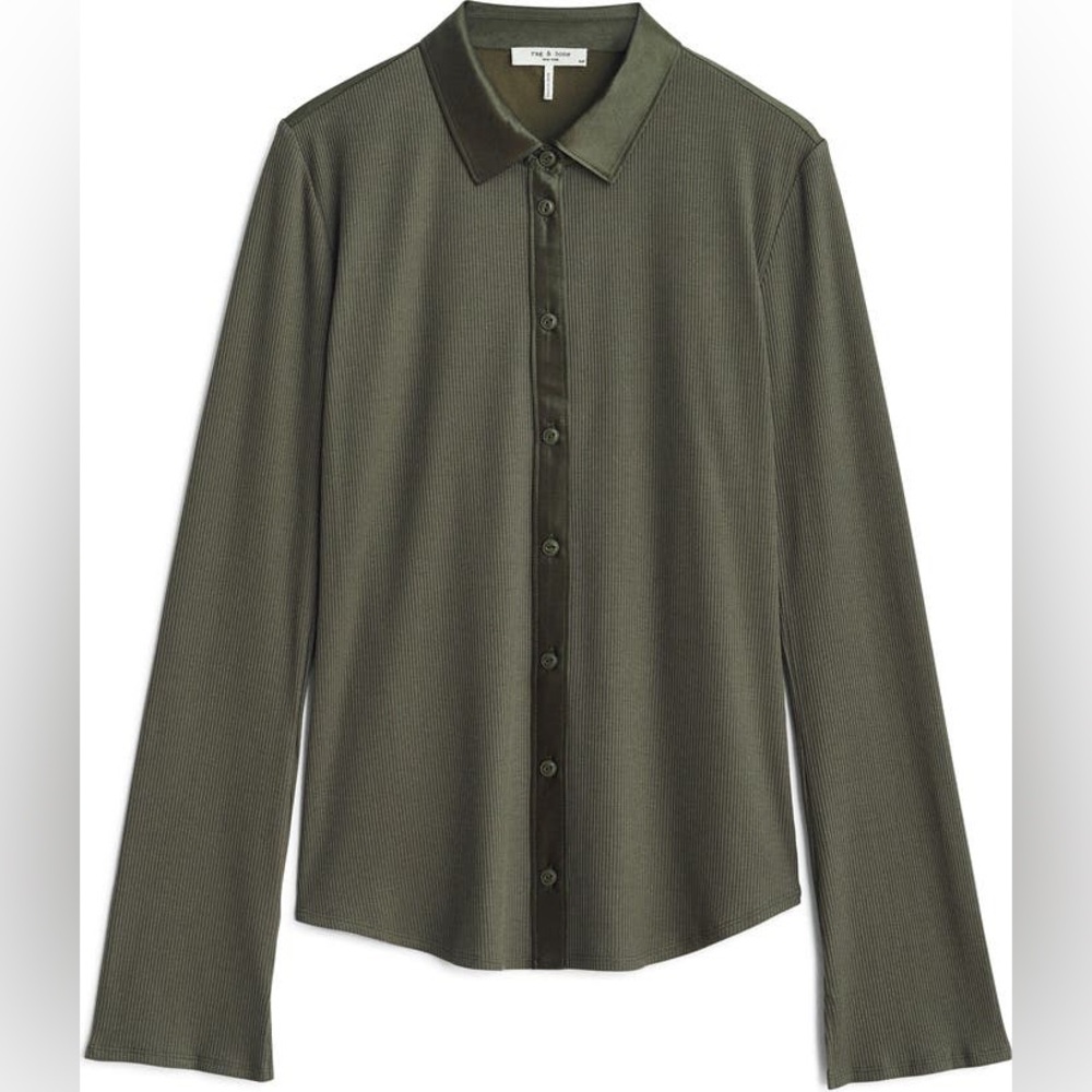 Rag and bone  in tonal satin and button-up stretchy knit.